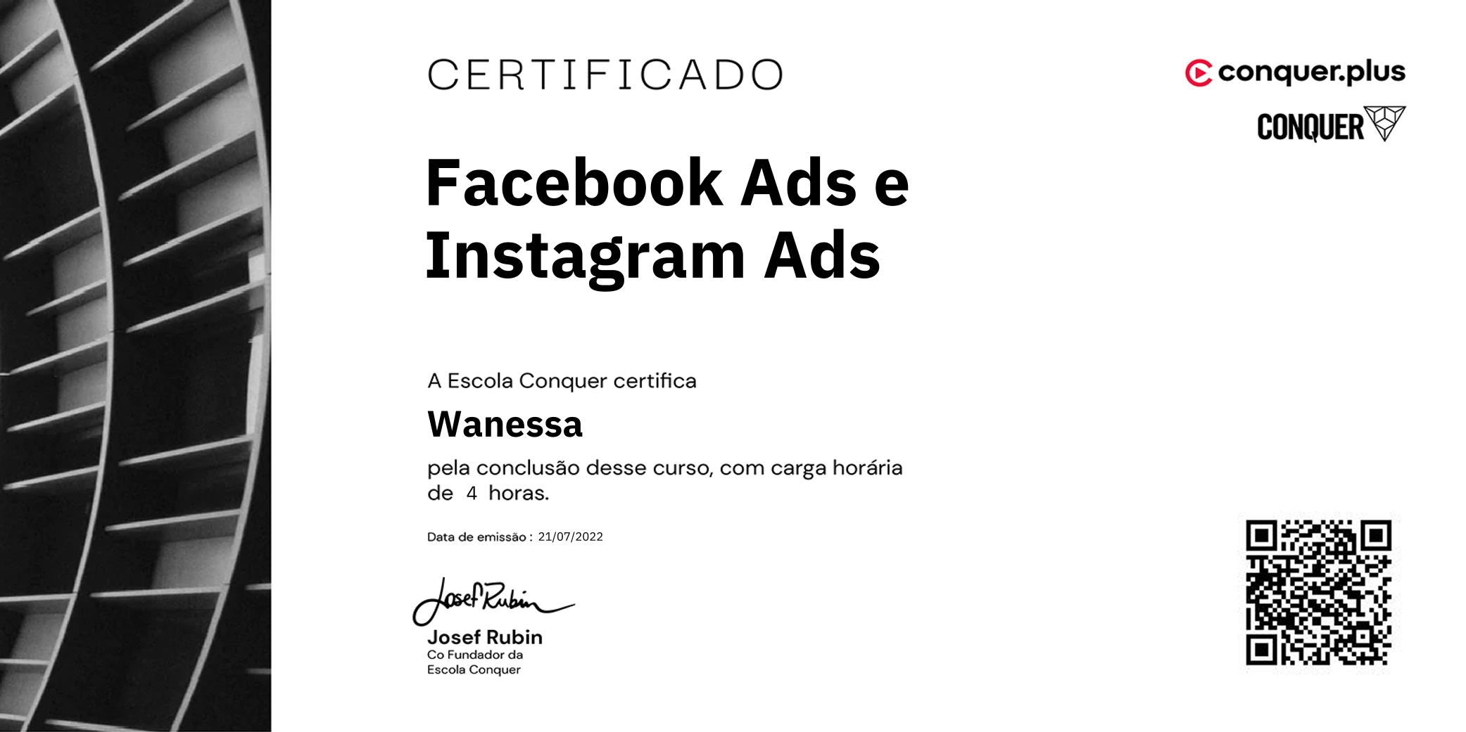Certificado de Facebook Ads e Instagram Ads